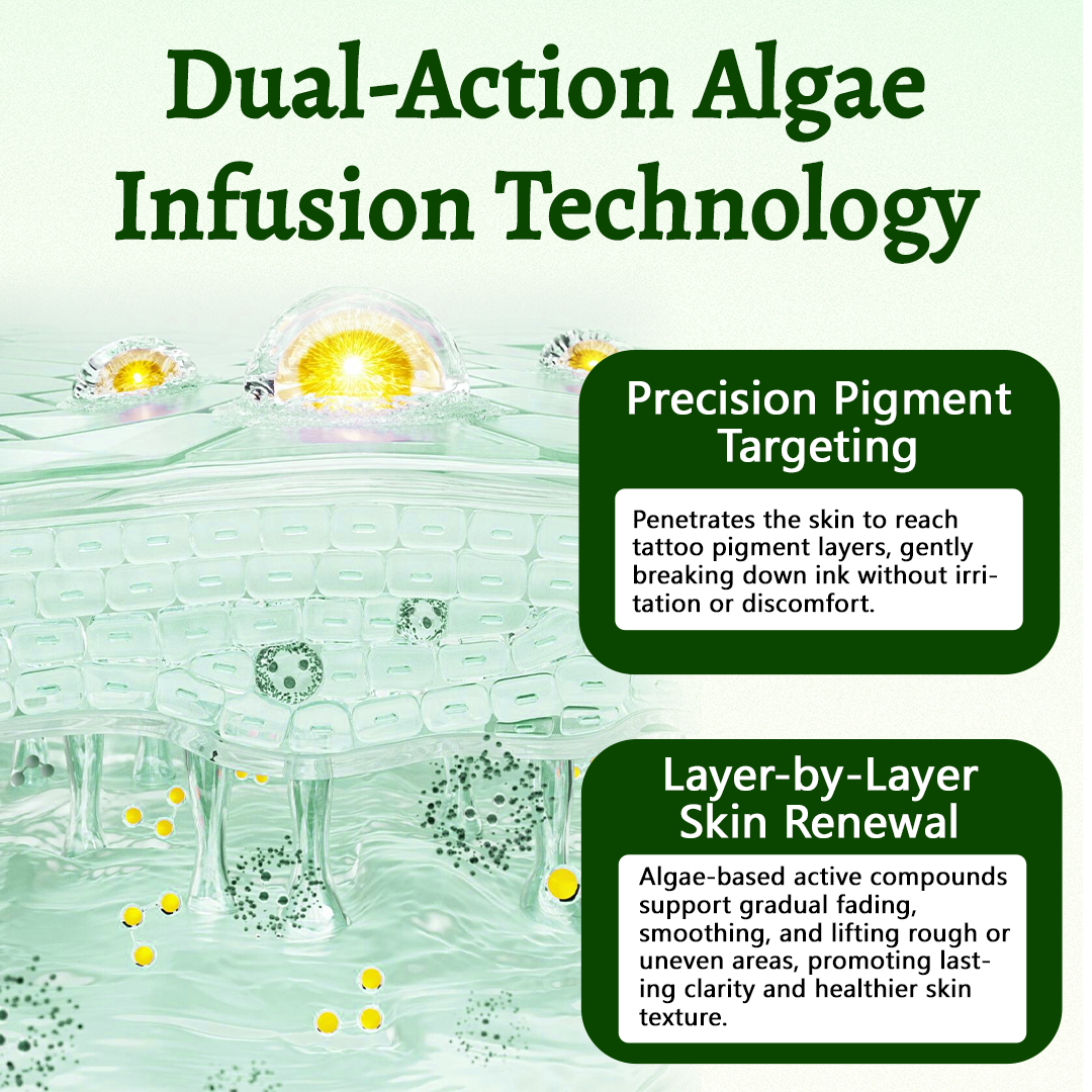 Ceoerty® PureAlgae Ink Removal Support Spray 🌿 — Say Goodbye to Old Tattoo Pigment 💚, Fade Stubborn Ink ✨, Repair & Smooth Treated Skin 💧, Non-Laser ✅, Try It Now! 🔥